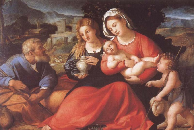 Palma Vecchio The Holy Family with Mary Magdalene and the Infant Saint John oil painting image